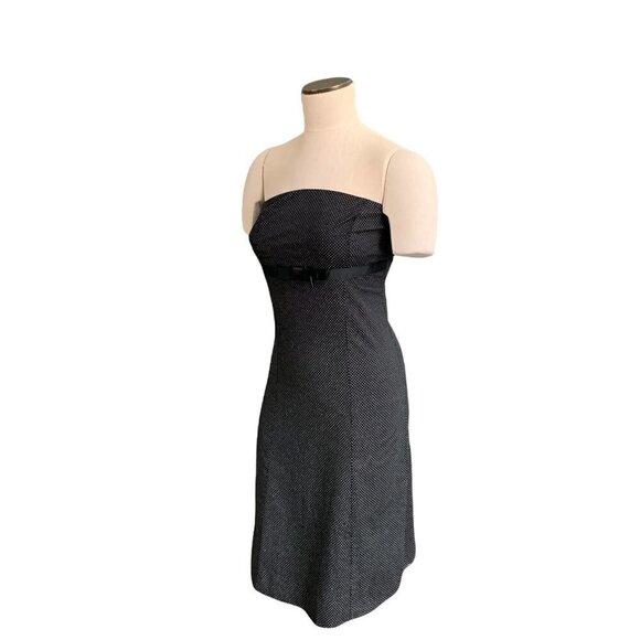 Forever 21 Strapless Dress Black White Polka Dot Ribbon Sz S Empire Waist #213D - Picture 2 of 7